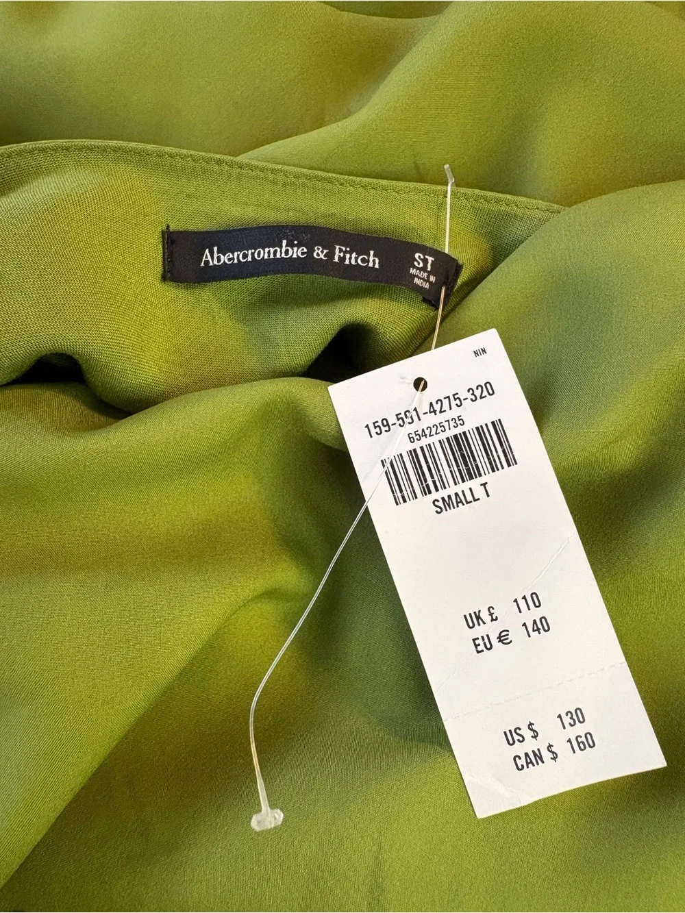 NWT Abercrombie & Fitch Olive Green Slip Maxi Dress Size Small / Tall
